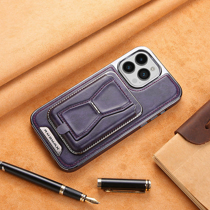 Luxury Business Leather All-in-One Magnetic Exposed Label For iPhone Case