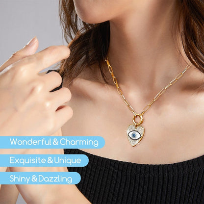 Heart Shaped Evil Eye Necklace for Woman
