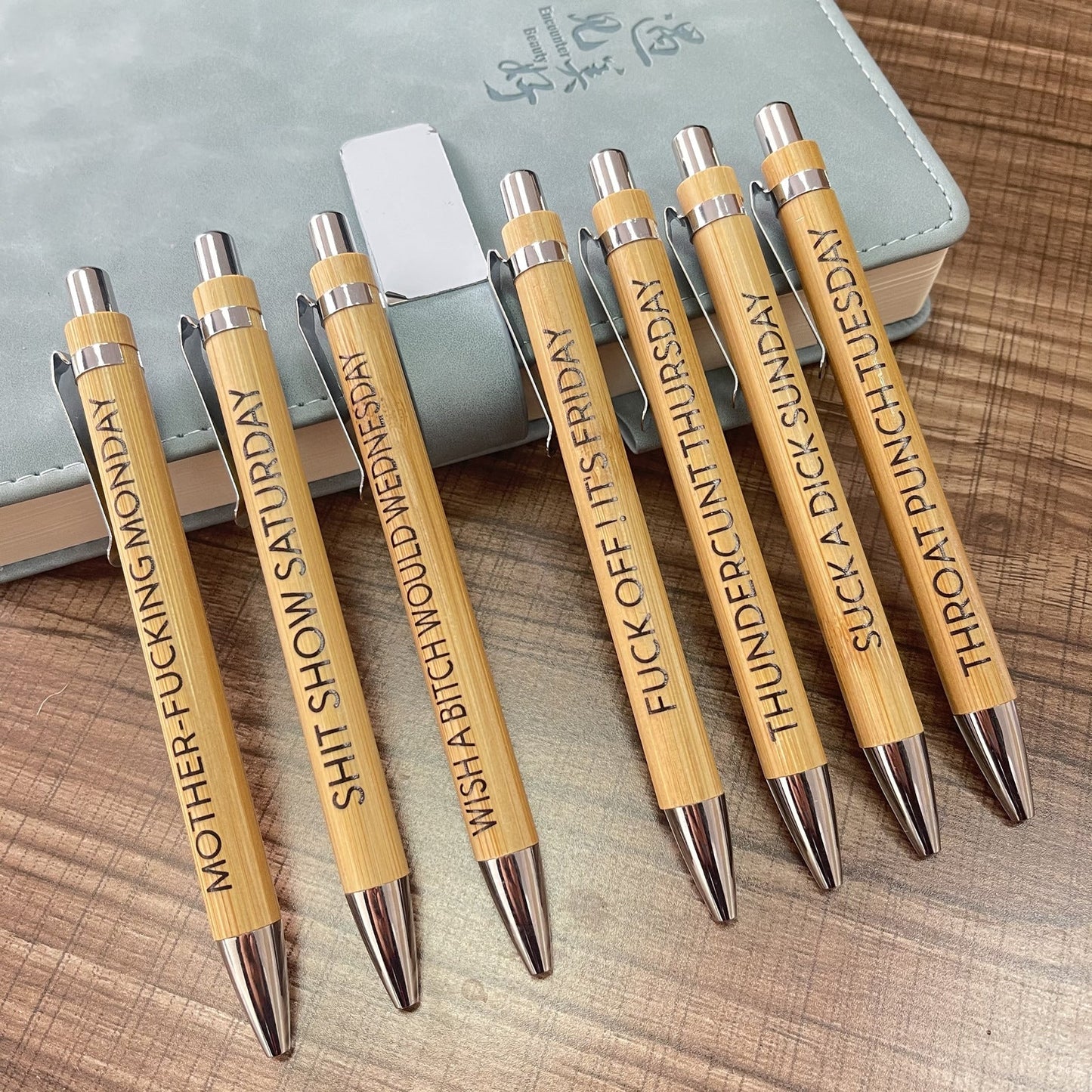 Ultimate Set of Engraved Pens for Sarcastic Souls（1 Set of 7 Pcs）