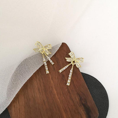 Butterfly Tassel Pearl Stud Earrings