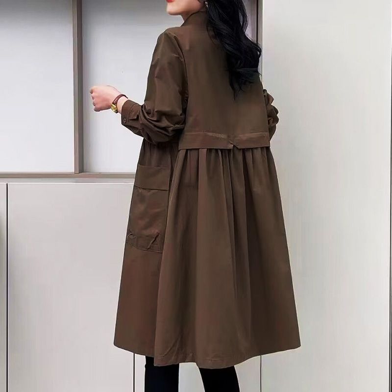 Women’s Mid-length Trench Coat Casual Windbreaker