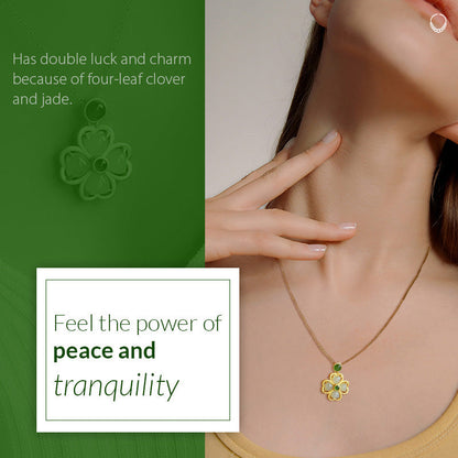 Good Luck Jade Four Leaved Clover Necklace