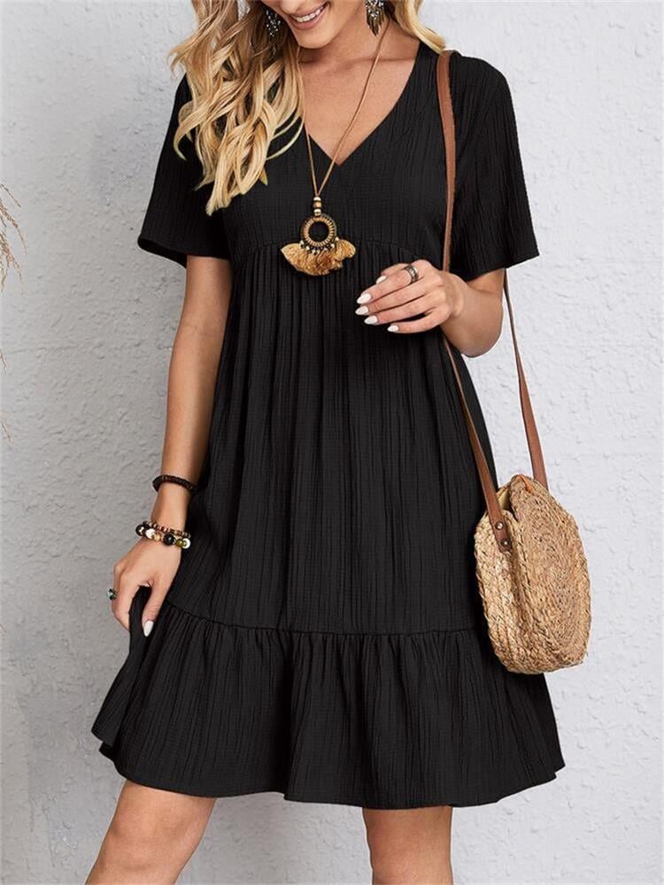 💃Loose Casual Tie Waist Flowy Dress👚