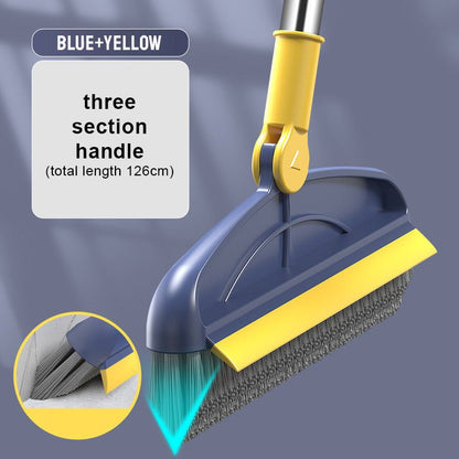 2-in-1 180° Rotating Stiff Bristle Floor Brush with Long Handle