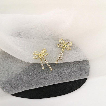 Butterfly Tassel Pearl Stud Earrings