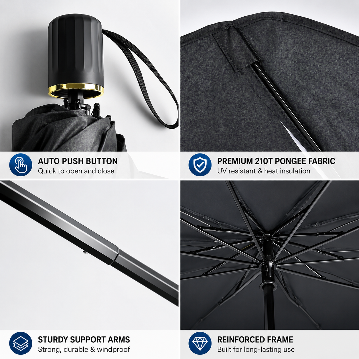 ☀️Car Sunshade – Effective Heat Insulation, UV Block & Easy Foldable Auto Windshield Protector