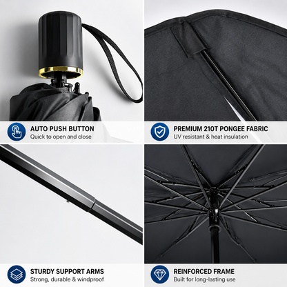 ☀️Car Sunshade – Effective Heat Insulation, UV Block & Easy Foldable Auto Windshield Protector