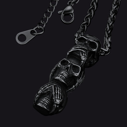 Speak No Evil, Hear No Evil, See No Evil Skulls Necklace For Men