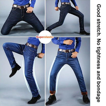 Male Loose Stretchy Denim Straight Pants