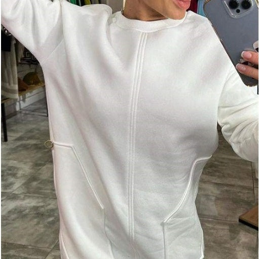 Women's Round Neck Long Sleeve Sweater Dress