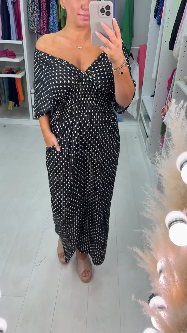 💖Polka Dot Printed Elastic Waist Jumpsuit