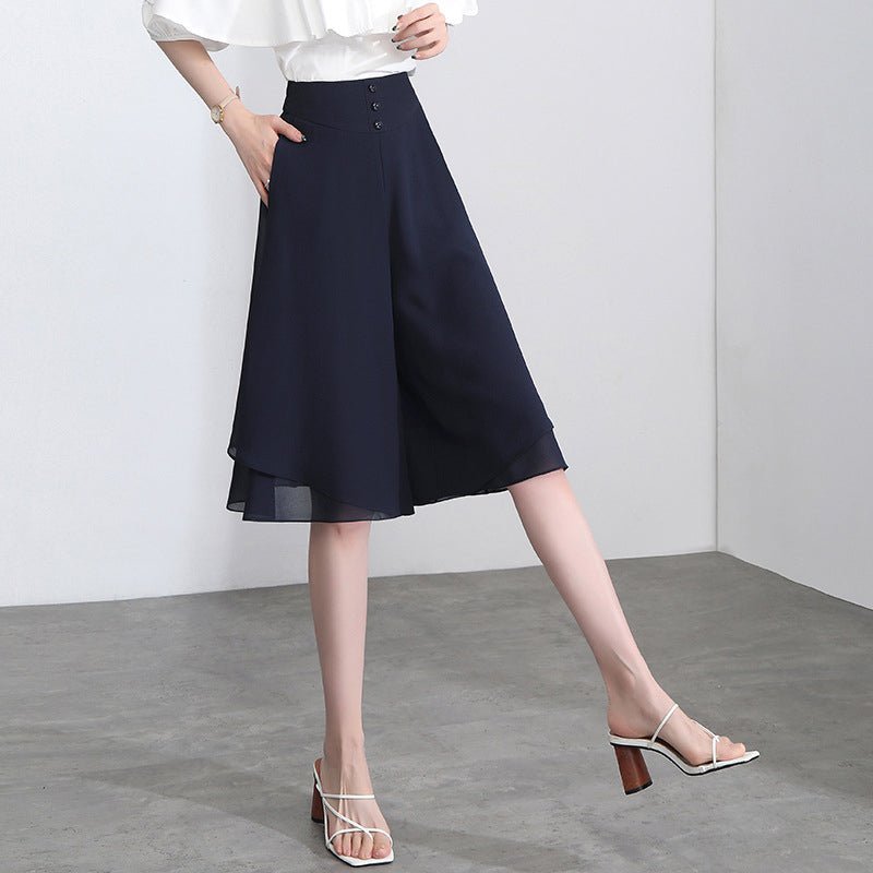 Elegant Wide-leg Chiffon Culottes