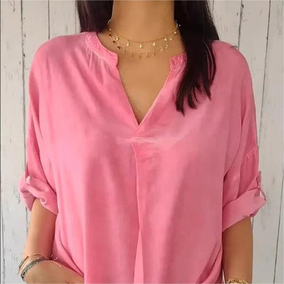 💝Casual Breathable Solid Color V-Neck Top