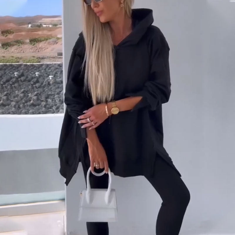 Hooded Sweatshirt And Jogging Tights Two-Piece Set