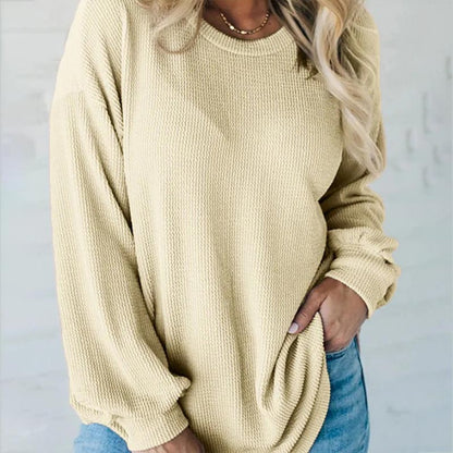 Women's Casual Round Neck Long Sleeve Pullover Top