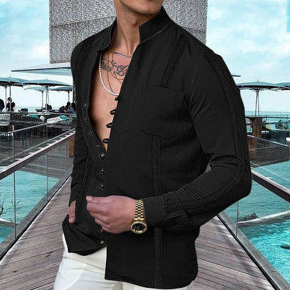 Men's Linen Button Up Summer Beach Shirt
