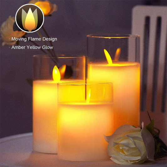 Flickering Flameless Candles with Glass Holder