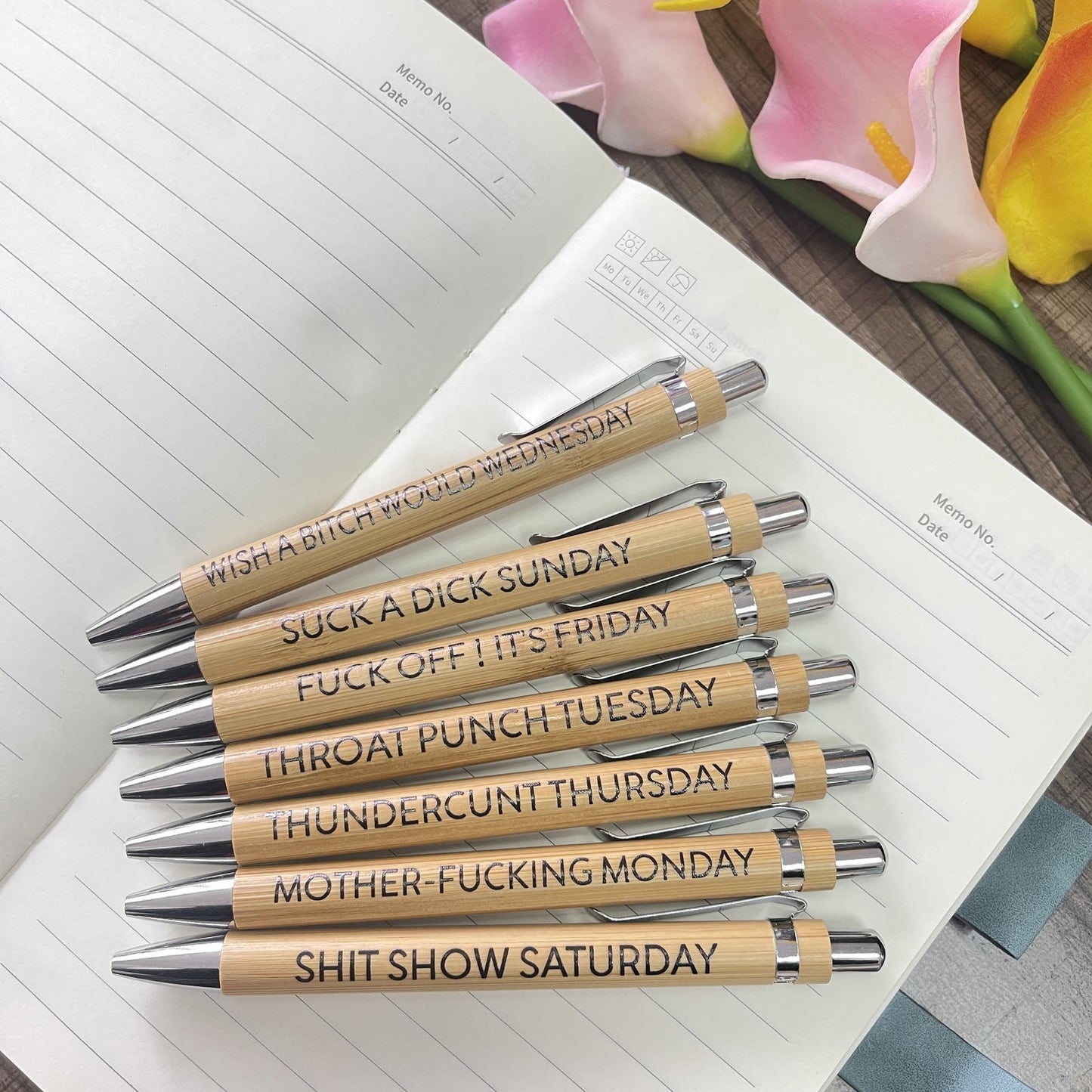 Ultimate Set of Engraved Pens for Sarcastic Souls（1 Set of 7 Pcs）