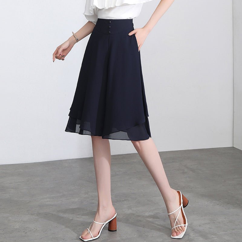 Elegant Wide-leg Chiffon Culottes