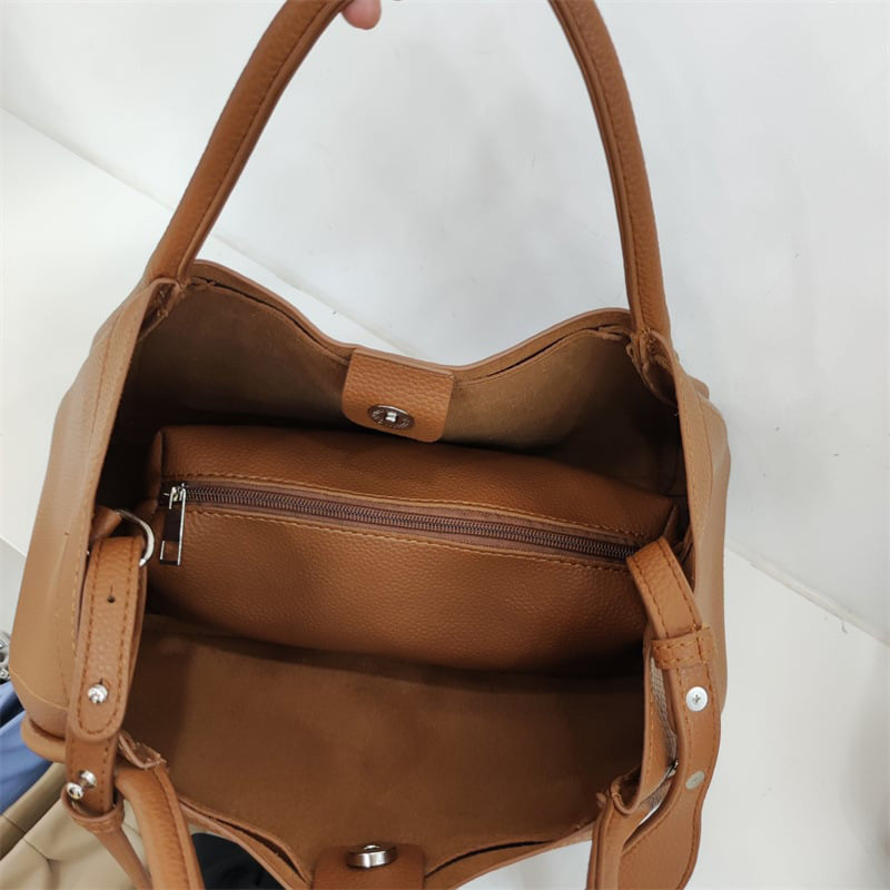 Women's PU Leather Tote Bag with Matching Purse