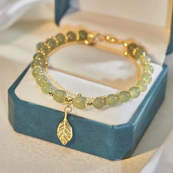 Hetian Jade Gold Leaf Bracelet