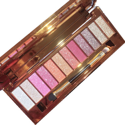 12 Colors Highly Pigmented Glitter Eyeshadow Palette with Brush & Mirror