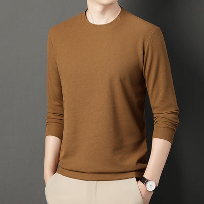 Round Neck Waffle Elastic Slim Fit Top