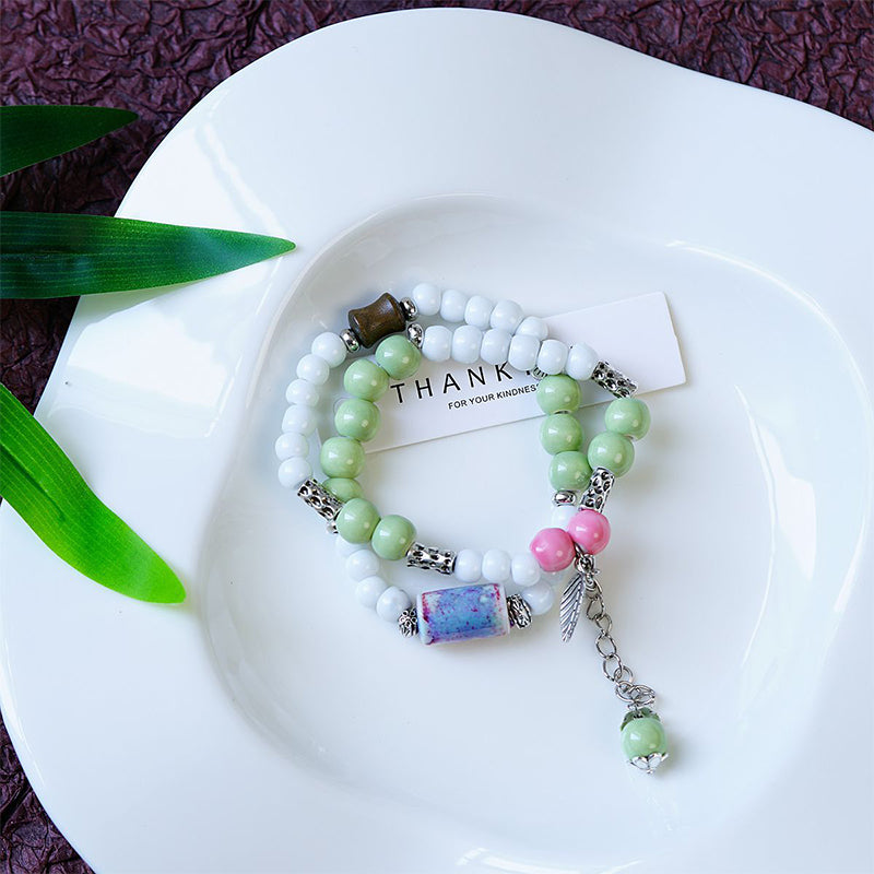 🤩 Vintage Ceramic Beads Bracelet