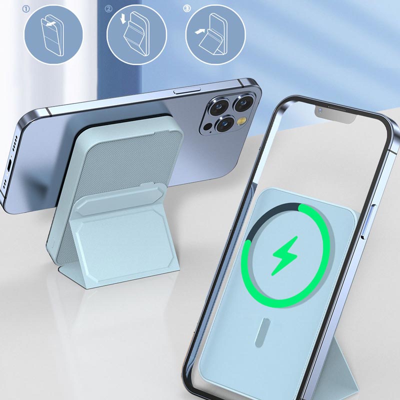 Mini Foldable Wireless Magnetic Power Bank with Stand