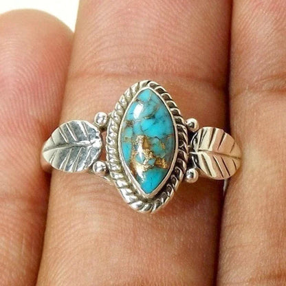 Vintage Turquoise Leaf Ring