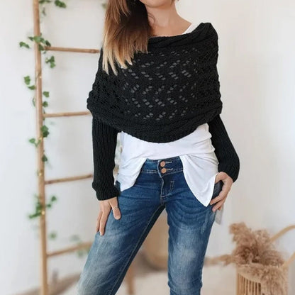 🔥Women’s Knitted Cut-Out Shawl Poncho Wrap