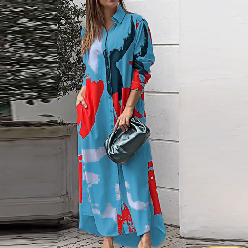 Women's Casual Printed Loose Long Dress