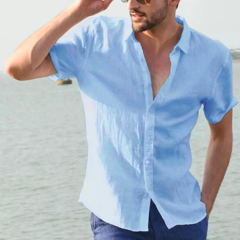 Men's Solid Color Short-sleeved Shirt