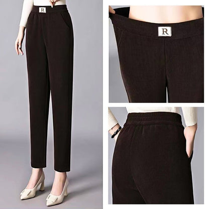 Corduroy High Waist Straight Leg Plush Pants For Women