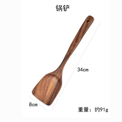 Non-stick Long Handle Teak Cooking Spatula Spoon