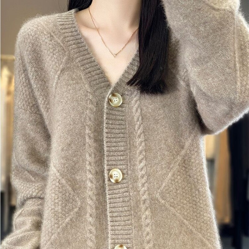 [Gift For Women] Women's Loose Slouchy Faux Cashmere Button Front Cardigan Sweaters