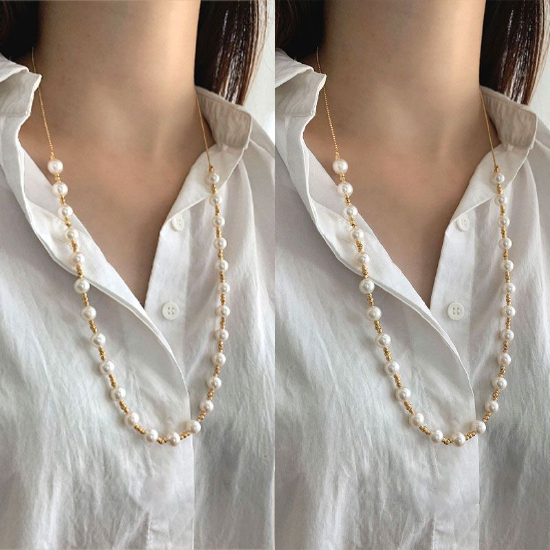 Stylish Drawstring Adjustable Pearl Necklace