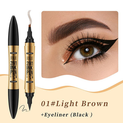 2-in-1 Waterproof Magic 4-fork Eyebrow Pen & Eyeliner