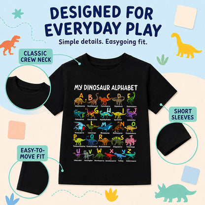 🦖👕Kids Dinosaur Alphabet Graphic T-Shirt