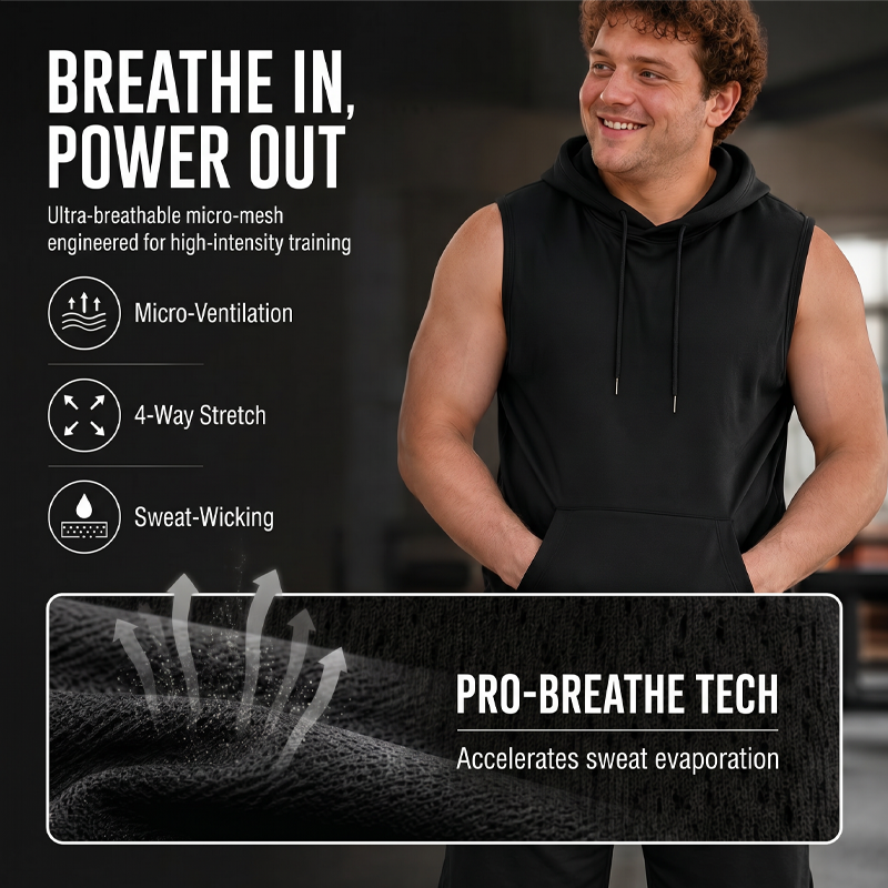 🔥 Sleeveless Hooded Sports Top💧 Moisture-wicking · Quick-drying and friction-resistant🧢
