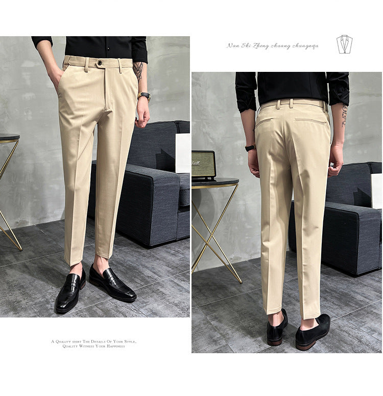 Solid Color Slim Fit Formal Pants