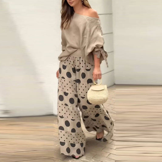 Women's Casual Loose Geometric Print 2-Piece Suit