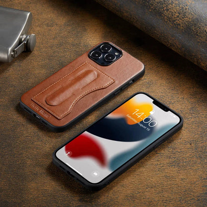 Leather Invisible Stand For iPhone Case with Card Slots