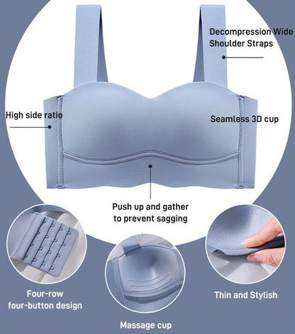 Anti-Sag Wrap Support Seamless Back Button Bra