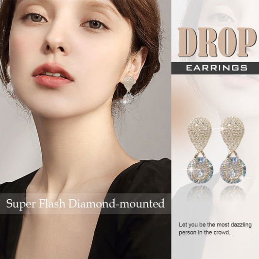 Super Flash Diamond-mounted Drop Earrings