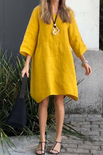 💝Casual Solid Color Cotton Linen Dress