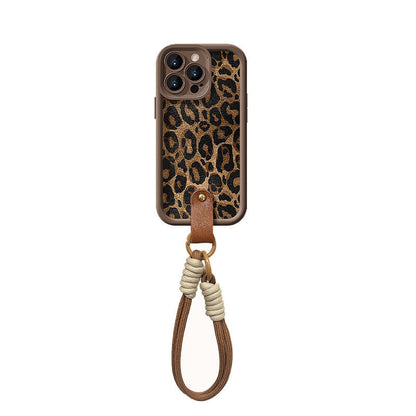 Leopard Print iPhone Case with Lanyard