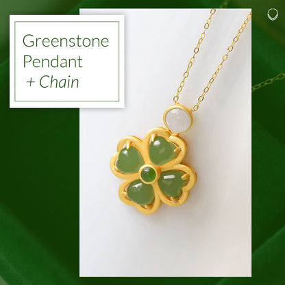 Good Luck Jade Four Leaved Clover Necklace