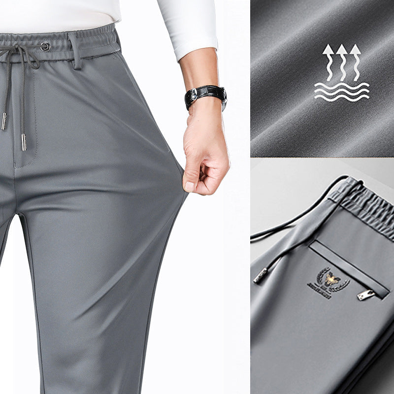 Men's Non-Iron Stretch Mercerized Cotton Casual Sports Pants