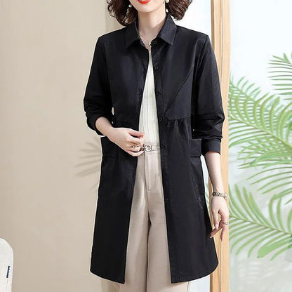 Women’s Mid-length Trench Coat Casual Windbreaker